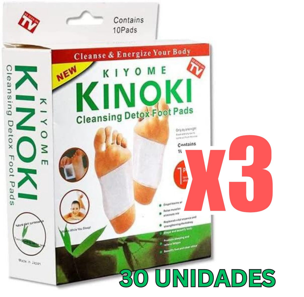 Parches KINOKI Detox pies 3 CAJAS (30 unidades)
